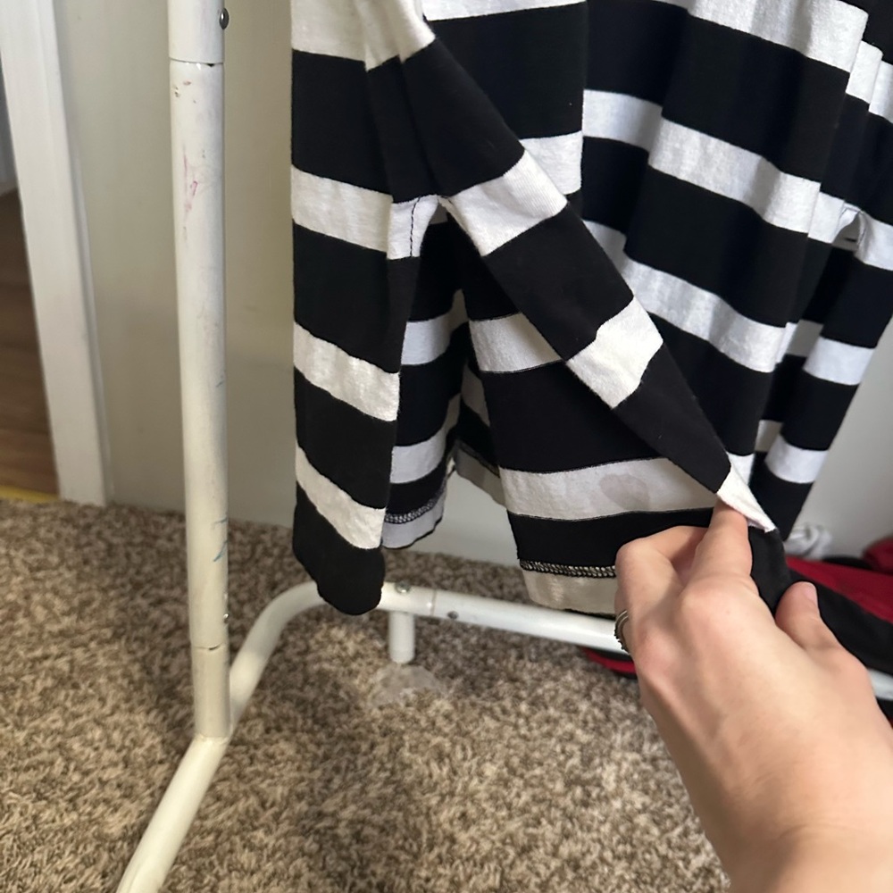 Time and Tru Women’s Black and White Striped Midi ShortSleeve Dress Sz XL 16-18 - Picture 5 of 7